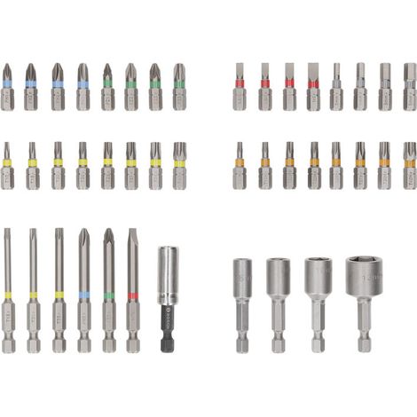 Bosch Schrauberbit-Set Extra Hard 43-teilig - Bit-Set mit Farbcodierung und robustem Koffer