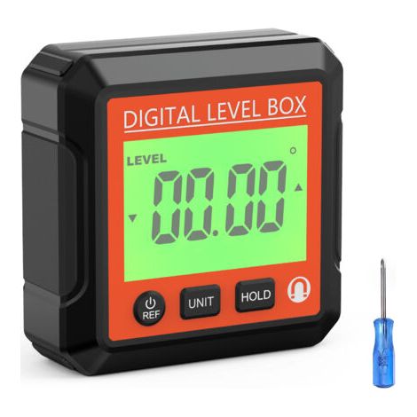 Niveau numérique, rapporteur électronique, inclinomètre avec base magnétique, niveau de précision LCD, instrument de mesure d'angle, rouge (1/5)