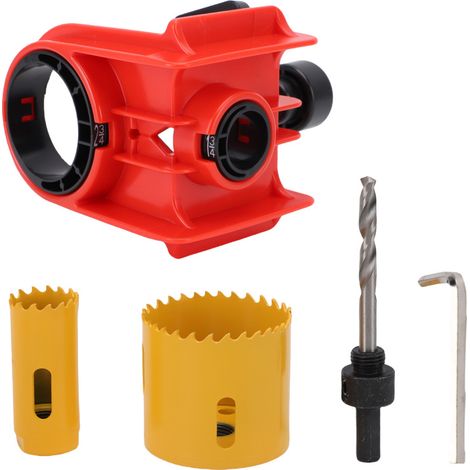 Kit de instalación de cerraduras, plantilla guía ajustable, brocas HSS, brocas para taladro, kit de perforación para puertas de madera y metal.