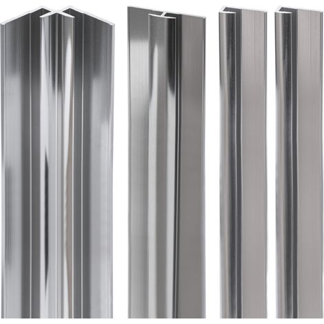 Schulte Zubehörset für DecoDesign Duschrückwände, beinhaltet 2 Endprofile, 1 Eckverbinder in Ecke, 1 Flächenverbinder, 210 cm, Set in Chromoptik