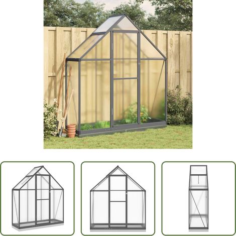 vidaXL Gewächshaus Aluminium - Gewächshaus mit Fundamentrahmen Anthrazit 169x58x202 cm Alu (1/5)