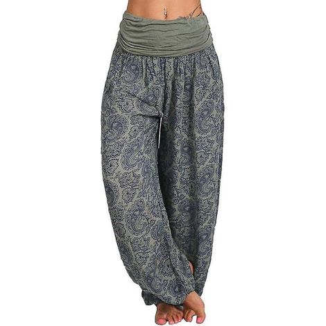 Ali Baba Haremshose für Damen, bedruckt im Aladdin-Stil, Boho-Look, weites Bein, Yogahose, Übergröße XL, Olivgrün (1/3)