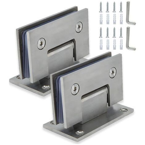 2 Pièces Charnières De Porte De Douche En Verre, Pince De Porte De Salle De Bain En Acier, Charniere Porte Lourde, Charnières De Douche à 90, 8 à 12 Mm Pince De Porte En Verre De Douche-Karteo (1/5)