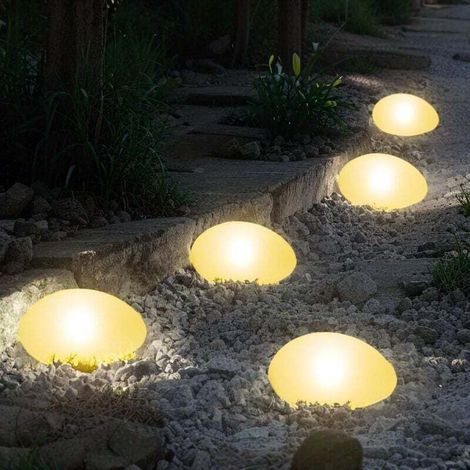 Lampes Solaires Extérieures Étanches IP65 Galets Décoratifs Mini pour Jardin Terrasse Cour Chemin Lumière Chaude 3 Pièces (1/4)