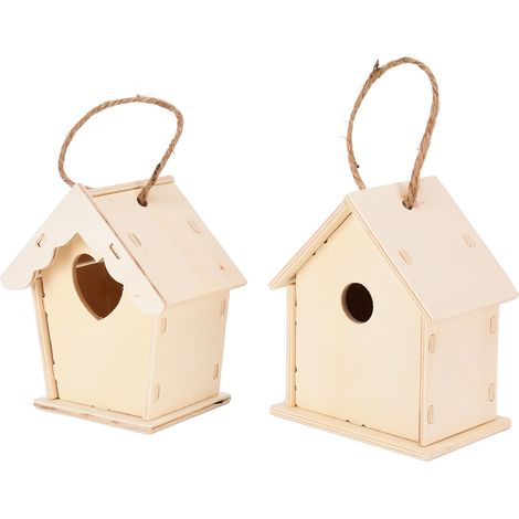 Nid d'oiseau créatif en bois, petit nid d'oiseau, maisonnette en bois artisanale, décoration suspendue simple et personnalisée, accessoire de bricolage pour nichoir en bois (1/5)