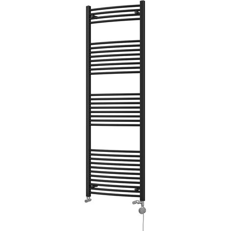 Zennor - Black Dual Fuel Towel Rail H1800mm x W600mm Thermostatic - Curved (1/3)