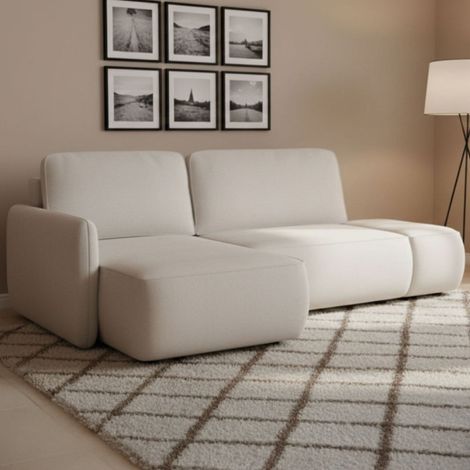Sofá cama con chaiselongue Rezzo, almacenamiento, reclinable, cojines desenfundables, 229x148 cm Beige Claro (1/5)