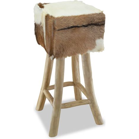 Maison Exclusive - Barhocker Ziegenleder und Massivholz Teak