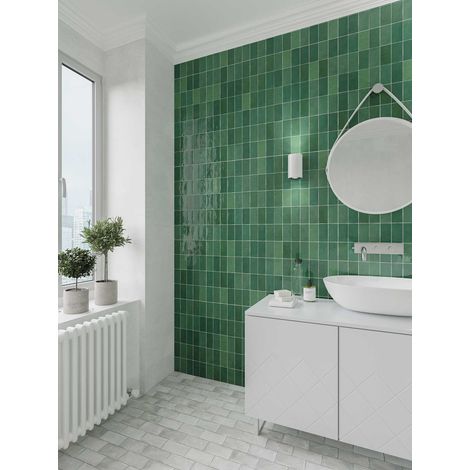 Carrelage mural faïence effet zellige FEZ 12,5x6,2cm - 12,5x6,2 cm Emerald - Brillant / Poli - boîte de 0.48 m2 - Gioia Materia (1/2)