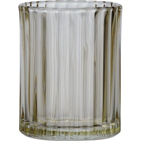WENKO Zahnputzbecher Vetro, rund, Echtglas, 7,5x10x7,5cm, Braun