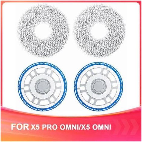 Lot de 2 lingettes de nettoyage avec support de rechange pour aspirateur robot Ecovacs Deebot X5 Pro Omni/X5 Omni - Pièces de rechange (1/5)