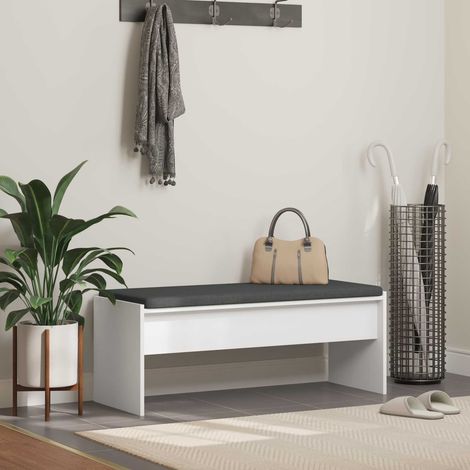 vidaXL Panca per ingresso con cuscino Bianco 103 x 38 x 40 cm