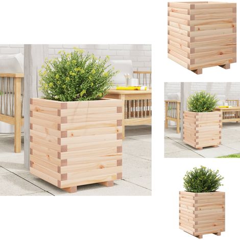 Jardinière 40x40x49,5 cm bois de pin massif - Jardinier En Bois - Jardinière Extérieure - Pot De Fleurs En Bois - Déco Jardin - Planter Extérieur (1/5)