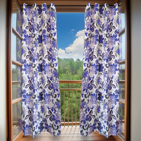 Tende coprenti da interno con anelli 140x275 cm - Set di 2 pezzi Blu