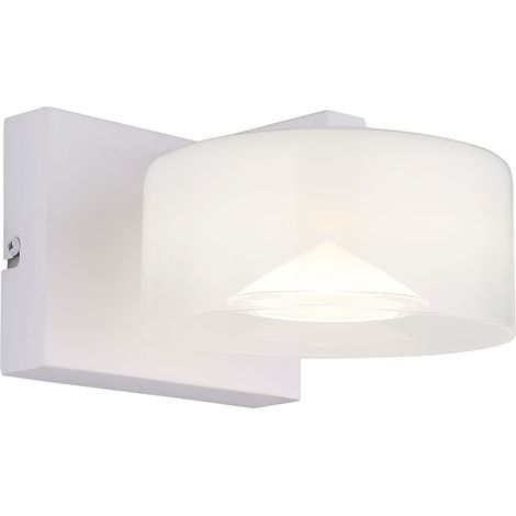 Applique murale lampe de salon lumière 1 lumière verre blanc LED L 15 cm