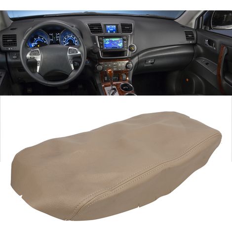 Couvercle de console centrale en cuir beige pour Toyota Highlander 2008-2013. (1/5)