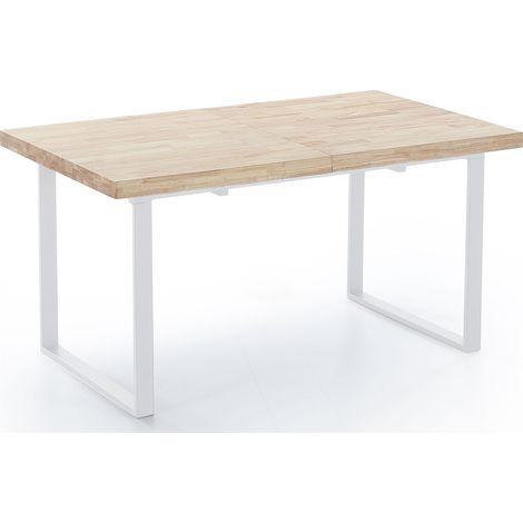 Table à manger extensible naturelle Chêne nordique / Blanc (1/2)