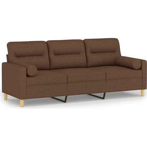 Maison Exclusive - Divano a 3 Posti con Cuscini Marrone 180 cm in Tessuto