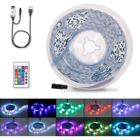 Ruban LED RGB 5V USB avec Télécommande 60 Perles par Mètre pour TV PC Chambre Cuisine (1/5)