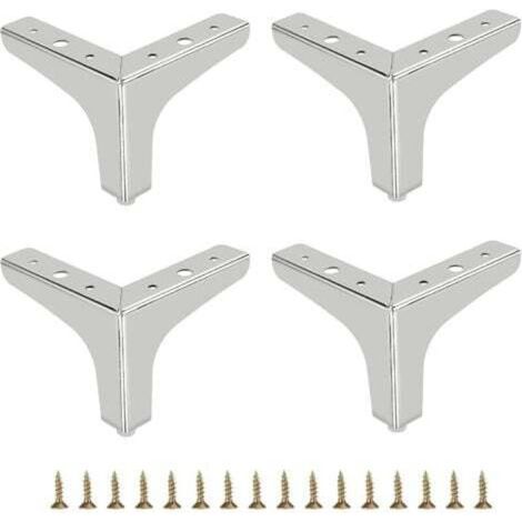 10 cm hohe Sofabeine aus Metall, 4 Stück, moderne Möbelbeine, Sofabeine, selbstbaubare Möbelbeine, Ersatzbeine für TV-Ständer und Sofas, silberfarben