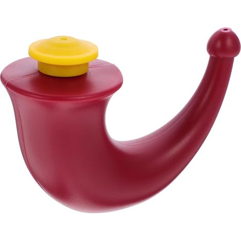 Rhino Horn Rouge, Pot de Yoga Lavage Nasal Adulte, Corne de Rinçage Nasal Irrigateur pour Nettoyage Sinusal et Soin Quotidien du Nez 14.5x5.5cm