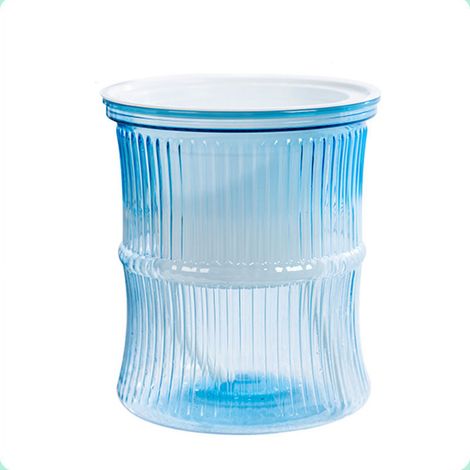 Petit pot de fleur de culture de sol paresseux à arrosage automatique, pot de fleur de bureau en bambou, bleu (1/5)