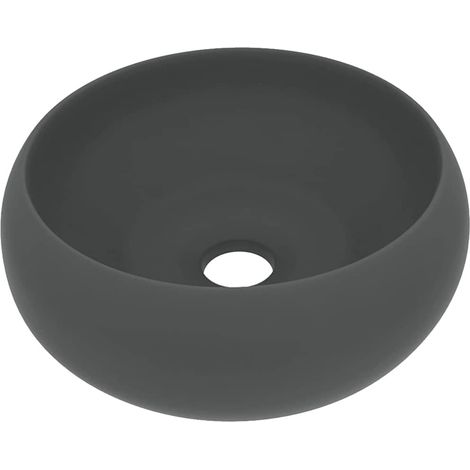 vidaXL Lavabo de lujo redondo cerámica gris oscuro mate 40x15 cm (1/2)