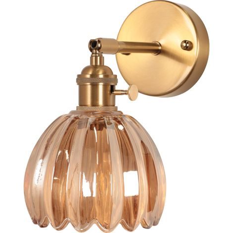 Axhup Applique Murale en Verre Lampe Murale Fleur Vintage Rétro Abat-jour E27 Lampe Suspendue pour Couloir Chambre Salon Ambre