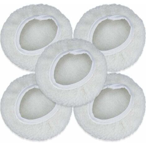 Set di 5 cuffie per lucidatura, kit di dischi per lucidatura auto da 125-150 mm, cuffia in lana, tamponi per ceratura compatibili con la maggior parte delle lucidatrici per auto.