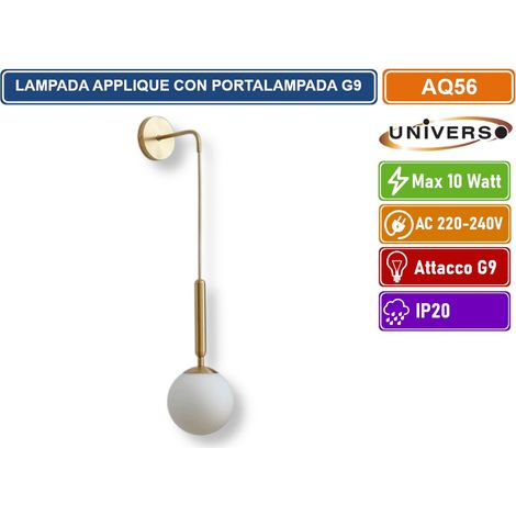 UNIVERSO AQ56 APPLIQUE LAMPADA DA INTERNO A PARATE IN STILE CONTEMPORANEO MAX 10W ATTACCO G9