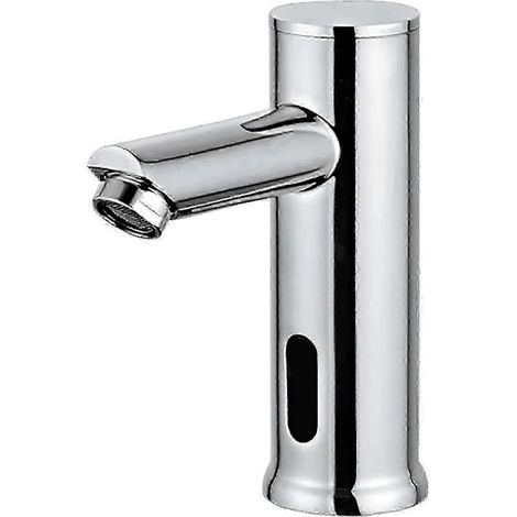 Robinet mitigeur électronique automatique pour lavabo avec capteur d'eau, corps en laiton finition chromée, eau froide, installation facile pour usage domestique et public
