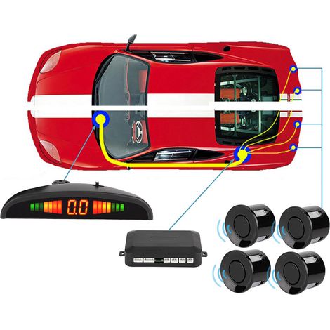 4 Capteurs de Stationnement Radar Voiture avec Alarme Sonore et LED Universel (1/5)