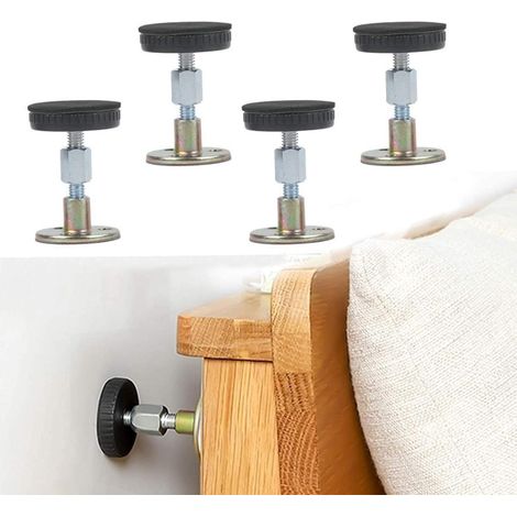 Pied de lit réglable 4 pièces (47-64 mm), support télescopique fileté anti-vibration pour tête de lit, fixation stable anti-desserrement, installation facile pour chambre à coucher. (1/5)