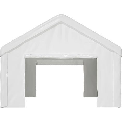 Tente de voiture Garage, Construction étanche, Accès spacieux à double canal, 4x6-Blanc - PE Rattan-Fer-Tissu Imperméable (1/2)