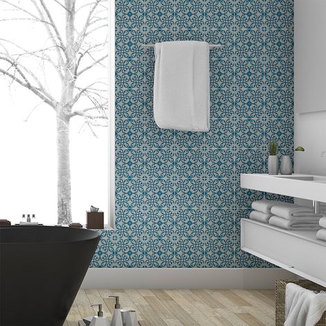 Sticker Mural Carrelage adhésif Cuisine Salle de Bain - 60 STICKERS CARRELAGES AZULEJOS ERMELINDA - 60stickers10x10cm (1/5)