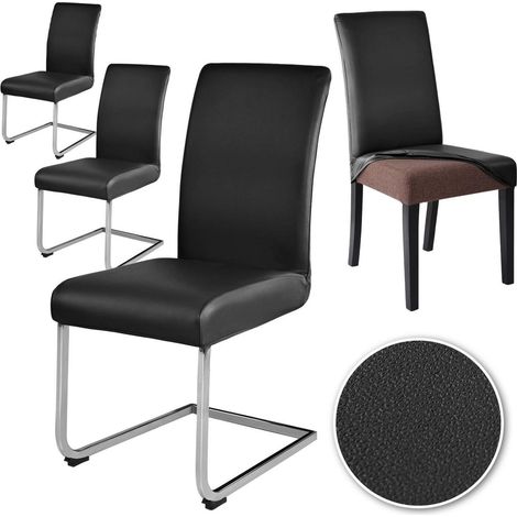 Stuhlhussen 4er Set Kunstleder wasserdicht, elastisch, waschbar, universell für Esszimmerstühle (1/5)