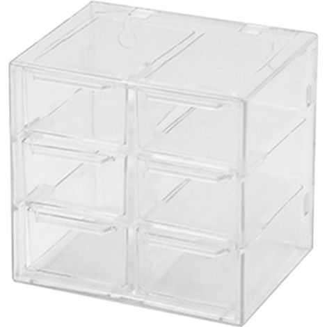Boîte de rangement à compartiments en plastique transparent anti-poussière pour bijoux, colliers et loisirs créatifs (6 compartiments)
