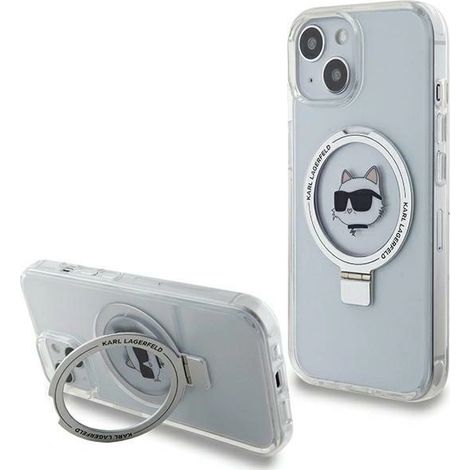 Karl Lagerfeld KLHMP15MHMRSCHH iPhone 15 Plus / 14 Plus 6.7 blanco/blanco estuche rígido Soporte de anillo Choupette Head MagSafe (1/5)