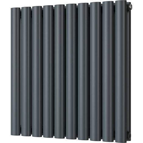 Omeara - Anthracite Horizontal Radiator H600mm x W580mm Double Panel