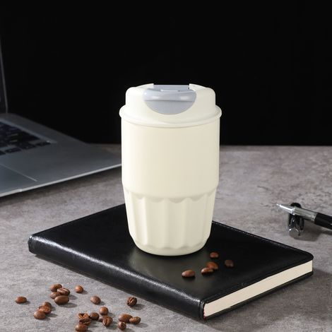 Mug isotherme en acier inoxydable 316, mug de voyage isotherme, mug à café chaud, mug à café, mug en acier inoxydable, mug isotherme d'extérieur avec couvercle, blanc,480 ml (1/5)