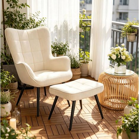 Komfortables Sitzmöbelset,Stilvoller TV-Stuhl und Hocker,Liegestuhl mit Hocker(nur mit Sessel und Hocker) (1/4)