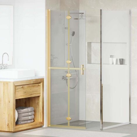 Vidaxl – Paroi de douche à l'italienne doré 70 x 6,5 x 190 cm – Aluminium et verre trempé – Design pliable pour gain de place – Usage intérieur