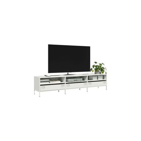 Meuble TV blanc 202x39x43,5 acier laminé à froid (1/5)