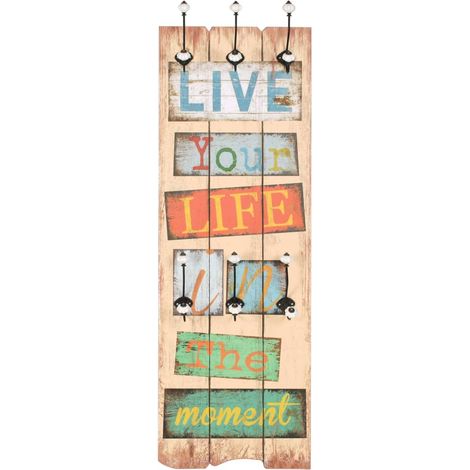 vidaXL Wandgarderobe mit 6 Haken 120 x 40 cm LIVE LIFE