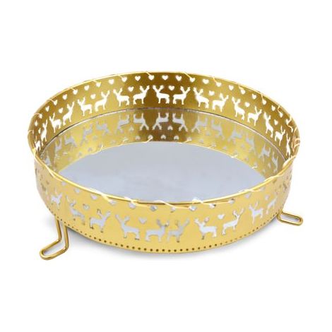 Vassoio Decorativo Centrotavolo Gold con Specchio 26 cm (1/2)