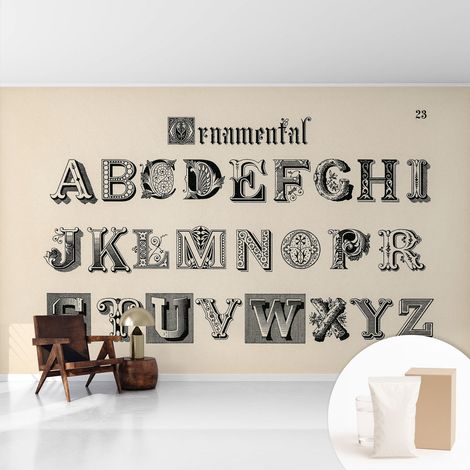 Papier peint intissé décoratif avec motifs pour salon et chambre a motif - Colle incluse gratuite Lettres décoratives 416x254 cm (1/5)
