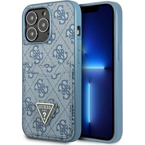 Guess GUHCP13LP4TPB iPhone 13 Pro / 13 6.1" blu/blu custodia rigida 4G Logo Triangolare Slot per carte (1/5)