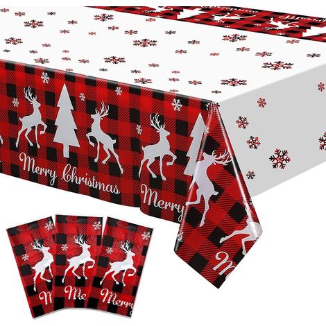 Nappe Jetable - Motif Noël Arbre De Noël Flocons De Neige - Pour Table De Salle À Manger - 140 X 200 Cm - 1 Pièce (1/5)