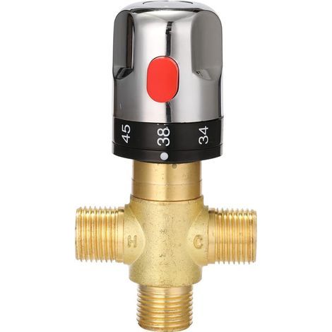 Robinet mitigeur thermostatique en laiton argenté durable, accessoires de salle de bain pour le contrôle de la température (1/5)