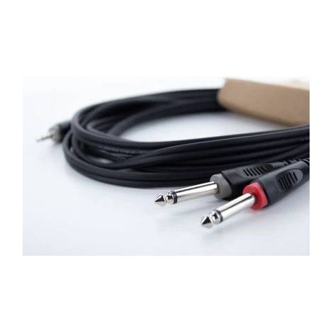 Adaptateur Y Cordial 14862 audio [1x Jack mâle 3.5 mm - 2x Jack mâle 6,3 mm (mono)] gaine en PVC, câble jumelé (1/5)